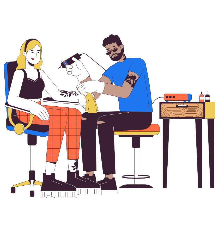 An artist carrying out a corrective tattoo treatment